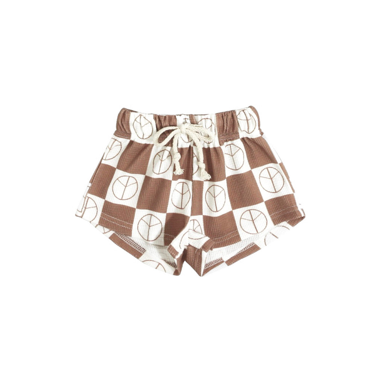 Checkered Waffle Shorts Set - Maple
