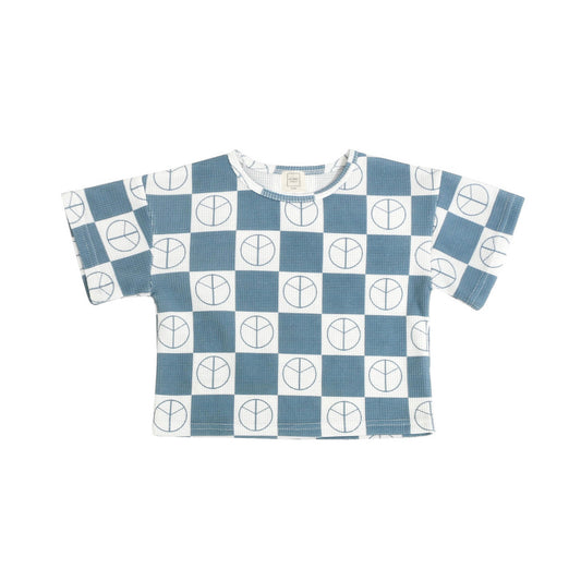 Checkered Waffle Shorts Set - Slate