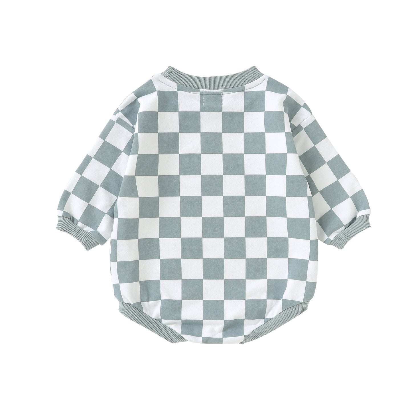 Checkered Sweater Romper - Steel
